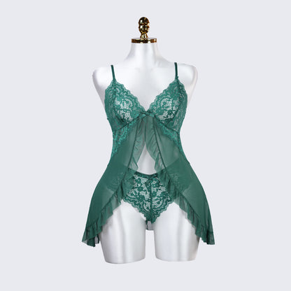 Green Full-body Lace Top Panty Set