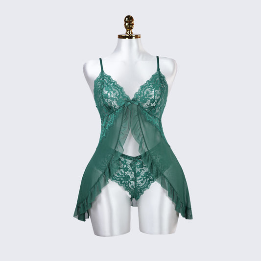 Green Full-body Lace Top Panty Set