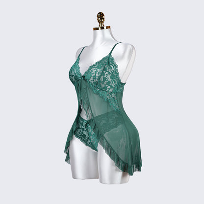 Green Full-body Lace Top Panty Set