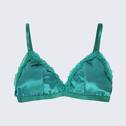 Green Lace Trim Push Up Bra Panty Set