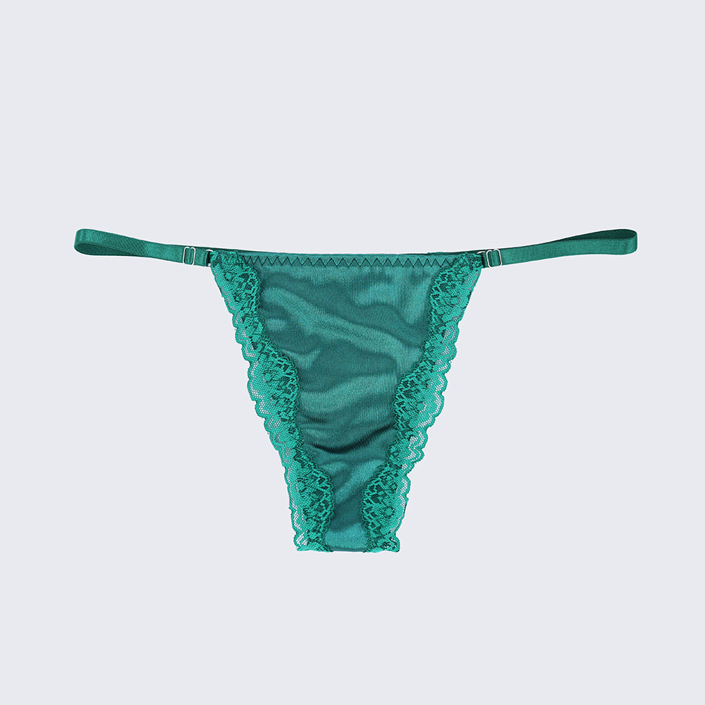 Green Lace Trim Push Up Bra Panty Set