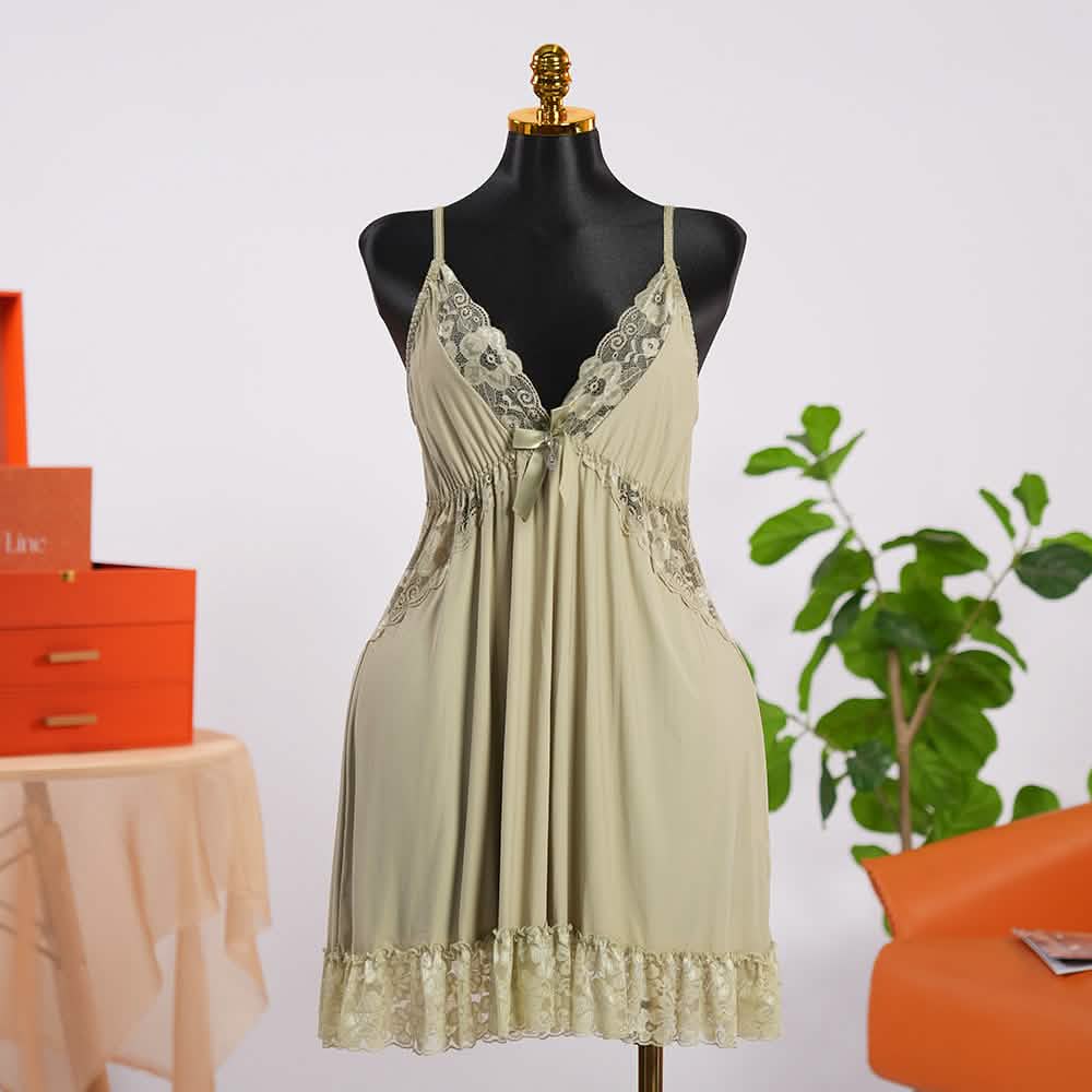 Lace V Neck Nightwear Spaghetti Strap Babydoll