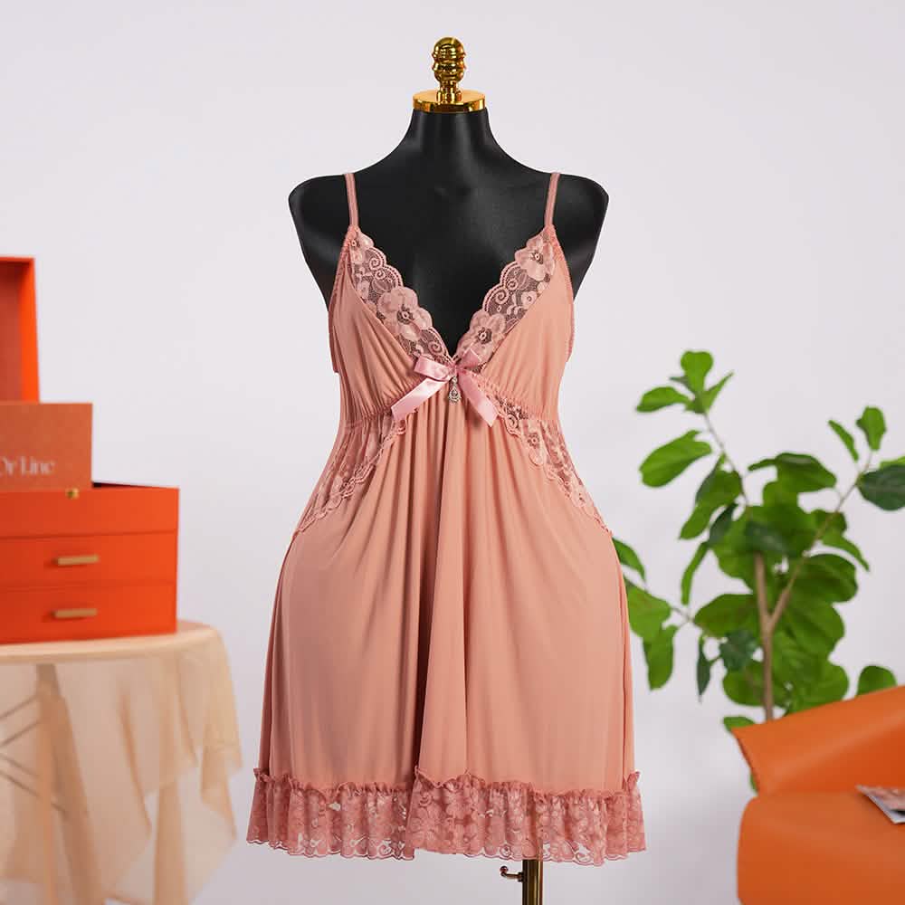 Lace V Neck Nightwear Spaghetti Strap Babydoll
