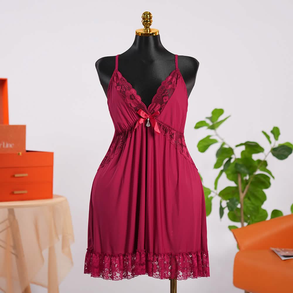 Lace V Neck Nightwear Spaghetti Strap Babydoll