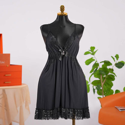Lace V Neck Nightwear Spaghetti Strap Babydoll