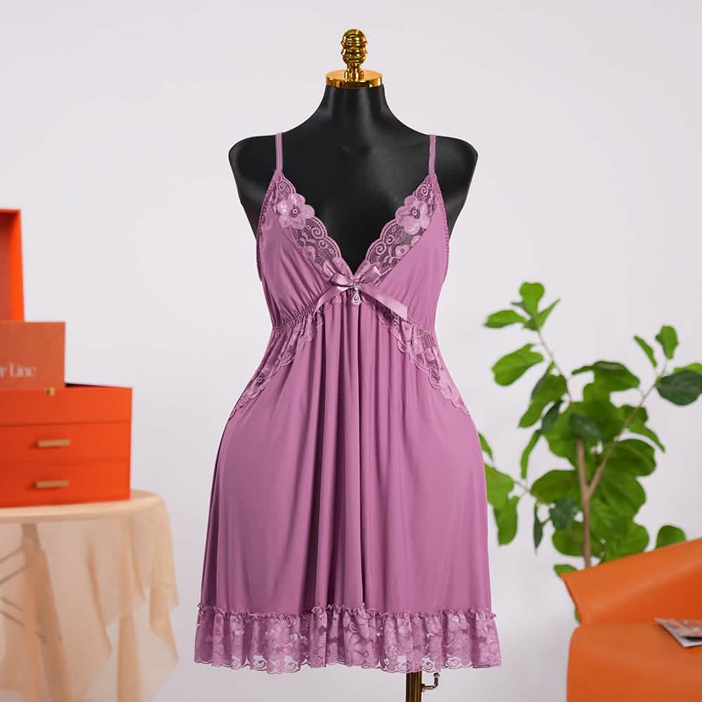 Lace V Neck Nightwear Spaghetti Strap Babydoll