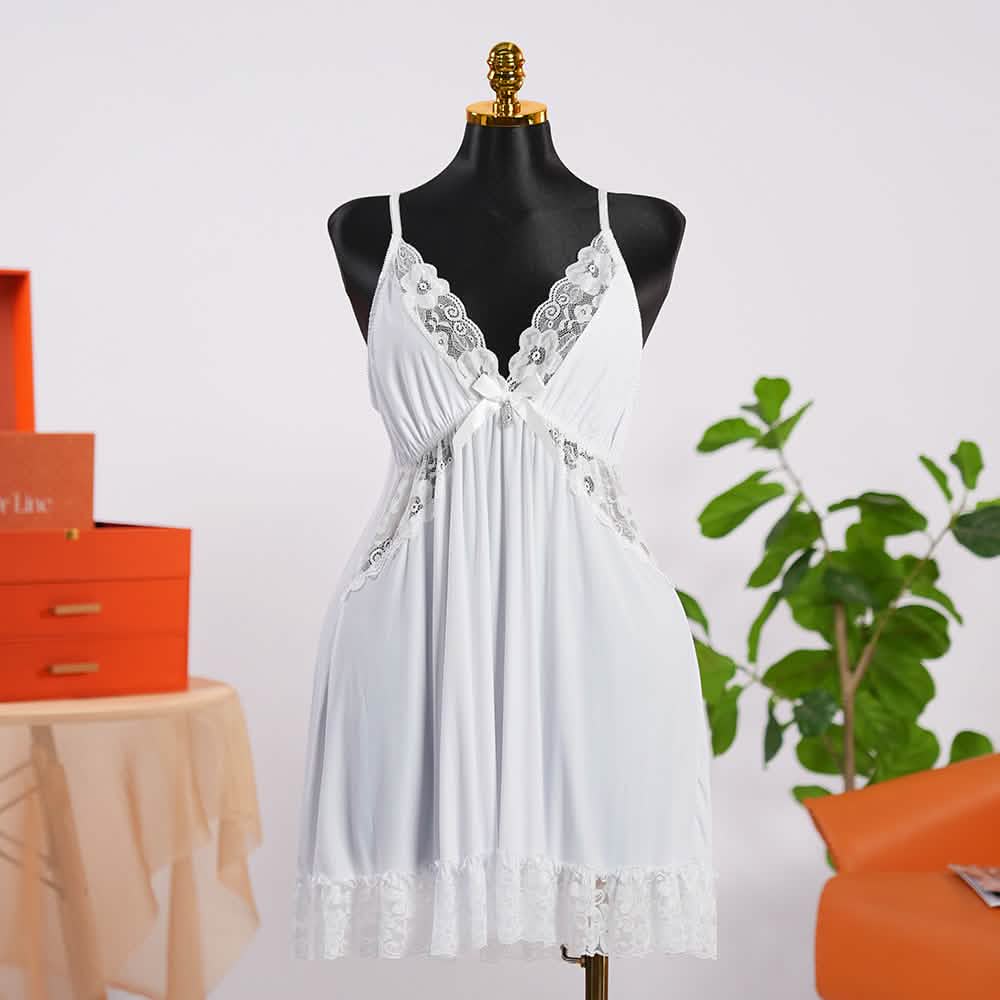 Lace V Neck Nightwear Spaghetti Strap Babydoll