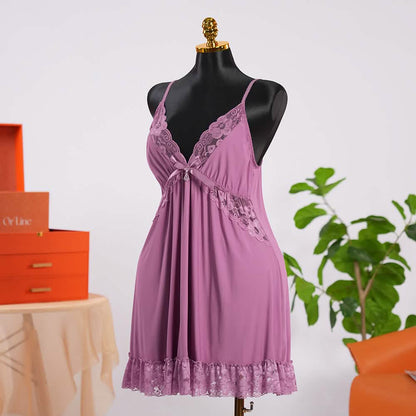 Lace V Neck Nightwear Spaghetti Strap Babydoll