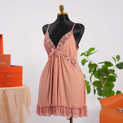 Lace V Neck Nightwear Spaghetti Strap Babydoll