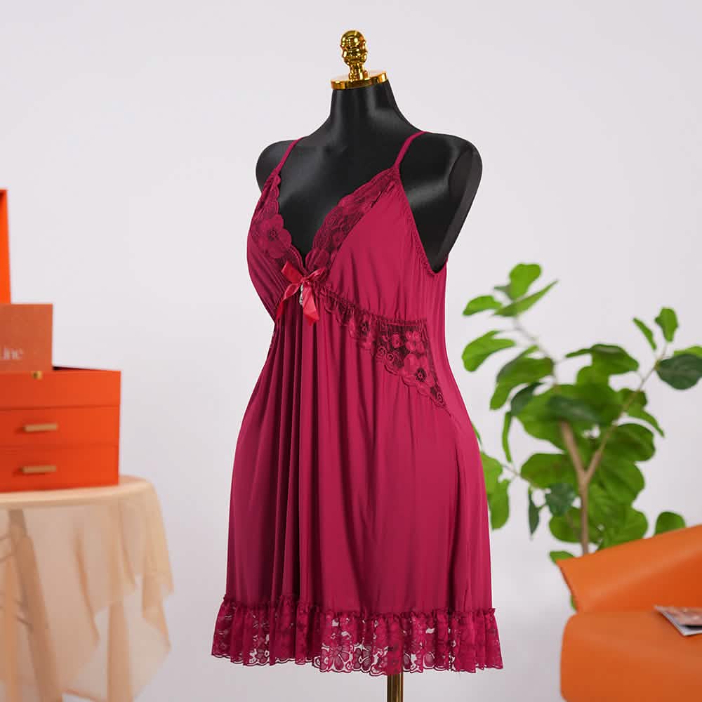 Lace V Neck Nightwear Spaghetti Strap Babydoll