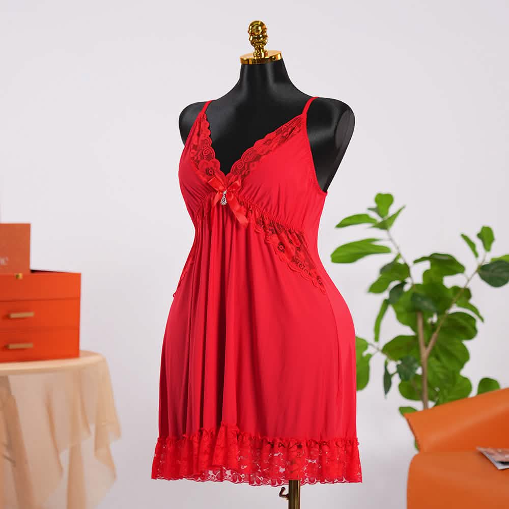 Lace V Neck Nightwear Spaghetti Strap Babydoll