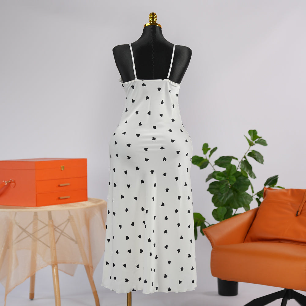 Satin Heart Printed Nightgown