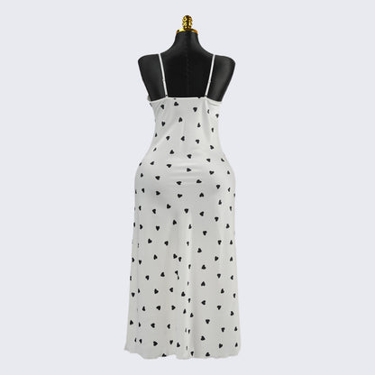 Satin Heart Printed Nightgown