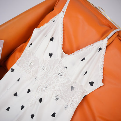 Satin Heart Printed Nightgown