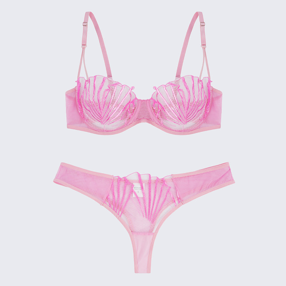 Geometric Lace Embroidery Lingerie Set