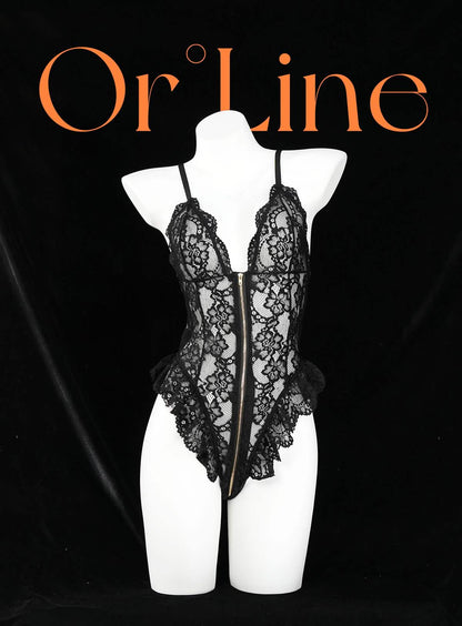 Lace Bodysuit With Zipper Crotch