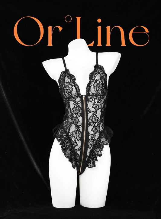 Lace Bodysuit With Zipper Crotch