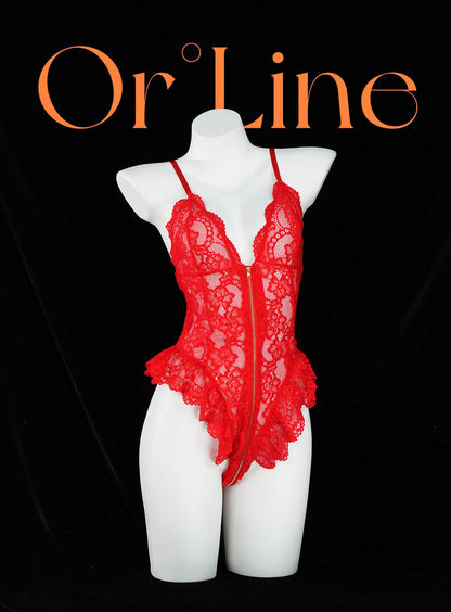 Lace Bodysuit With Zipper Crotch