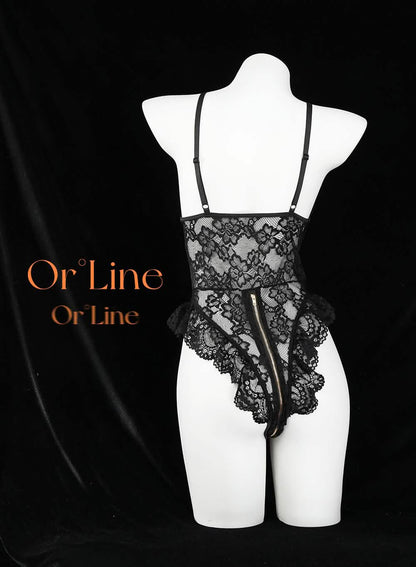 Lace Bodysuit With Zipper Crotch