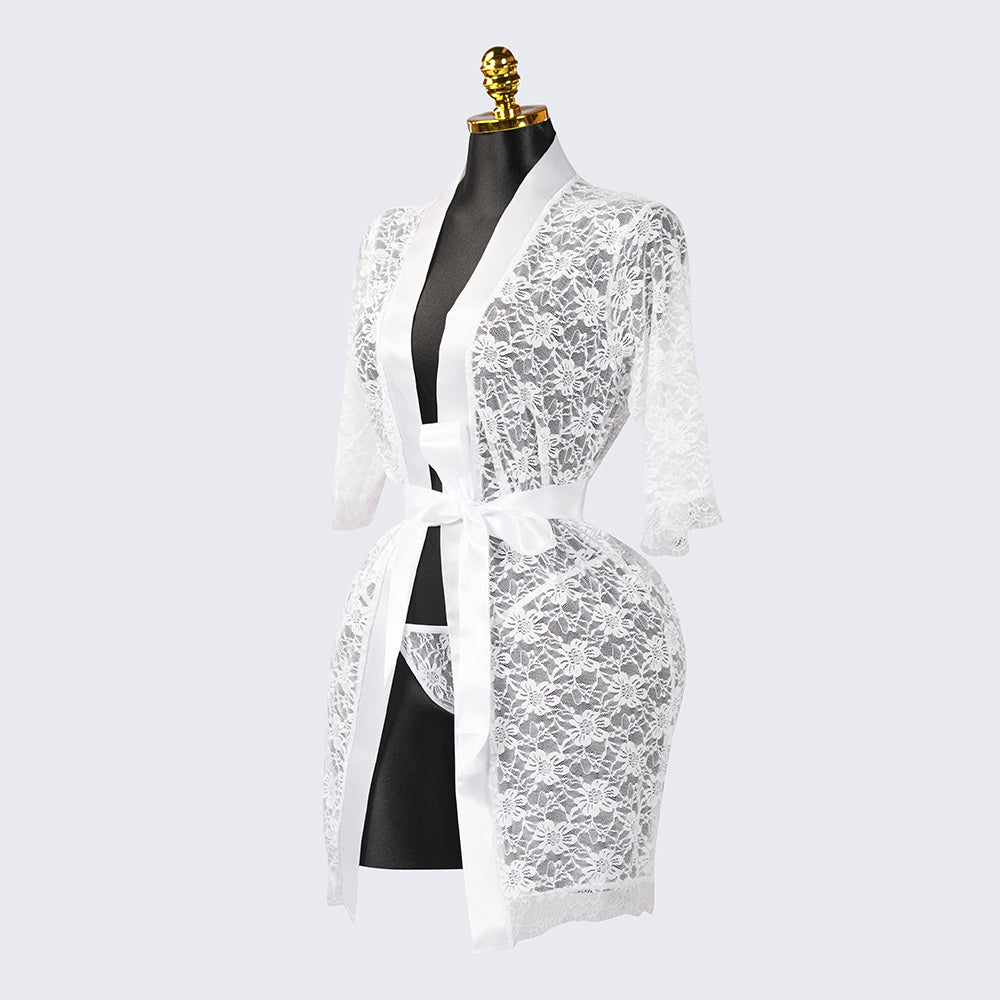 Lace Embroidered Sheer Hollow-Out Robe