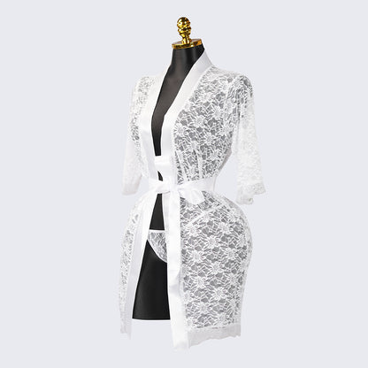 Lace Embroidered Sheer Hollow-Out Robe