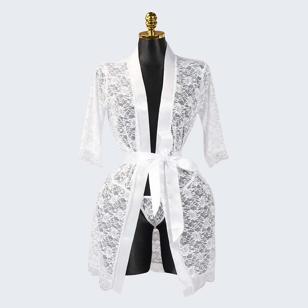 Lace Embroidered Sheer Hollow-Out Robe