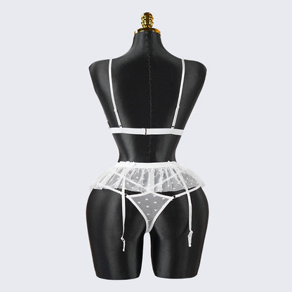 White Lace Embroidery Lingerie Erotic Bra Panty Set