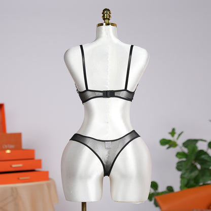 Geometric Lace Embroidery Lingerie Set