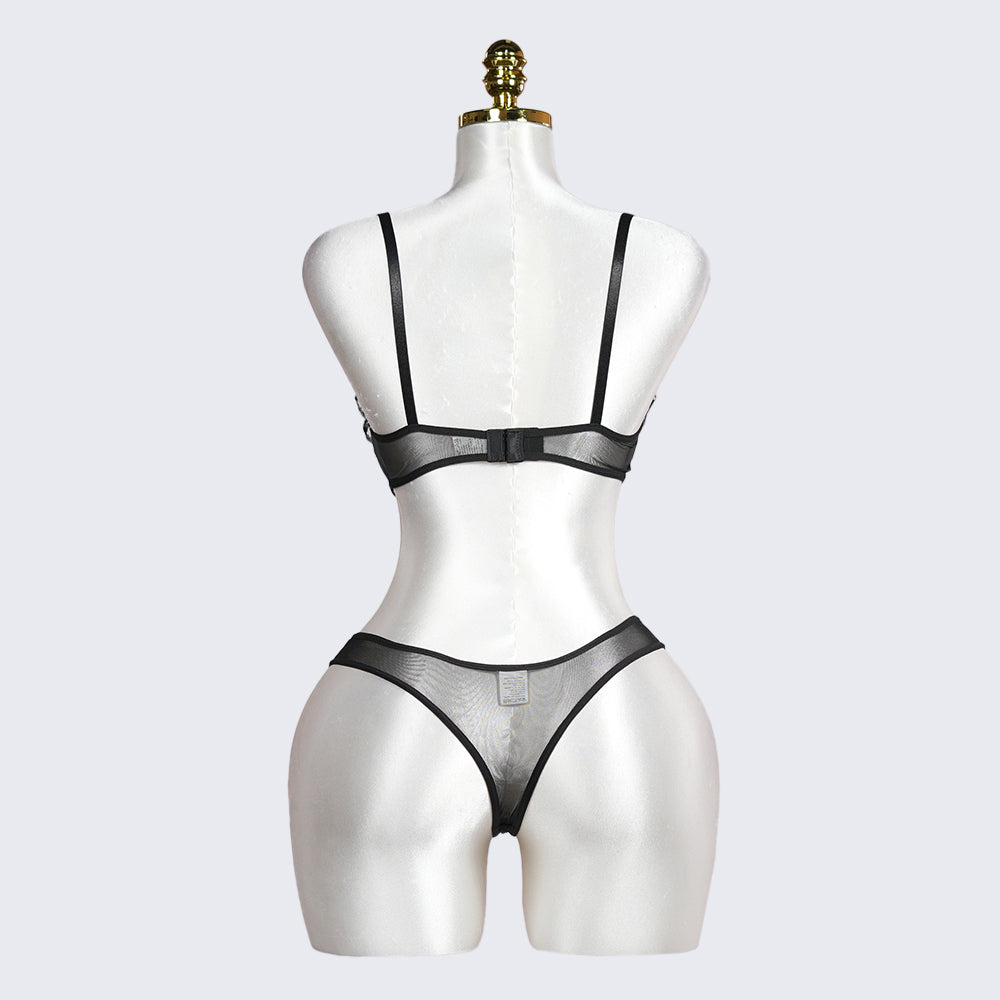 Geometric Lace Embroidery Lingerie Set