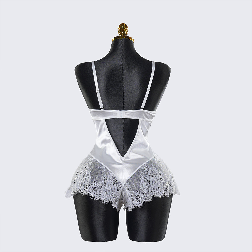 White Lace Embroidery See-Through Hollow Sexy Corset Tops