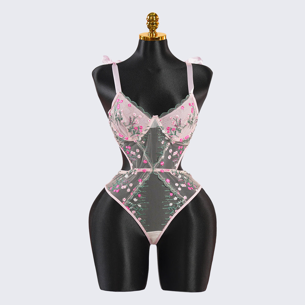 Lace Floral Embroidery Bodysuit