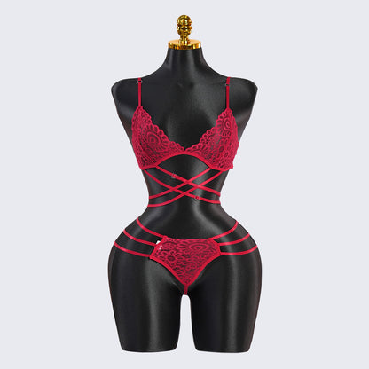 Lace Hollow Splicing Bra & Panty Set