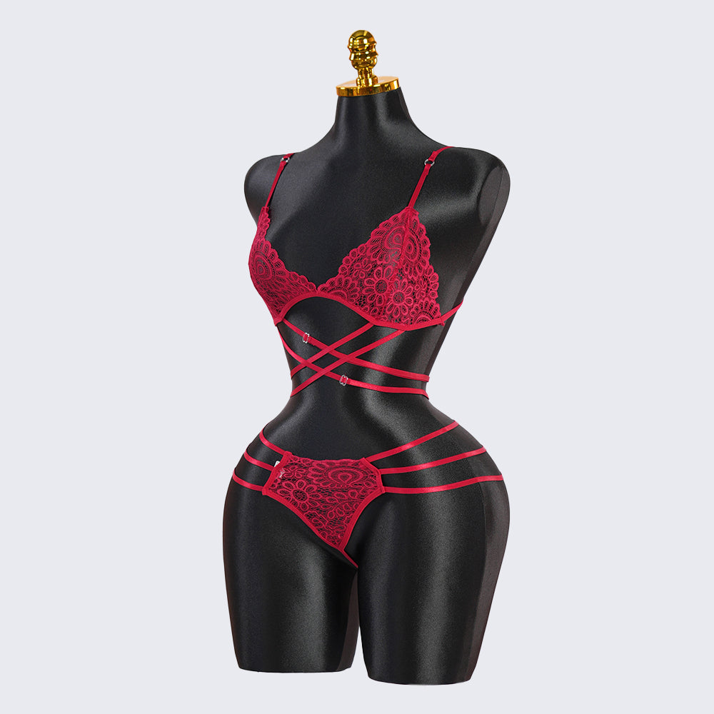 Lace Hollow Splicing Bra & Panty Set
