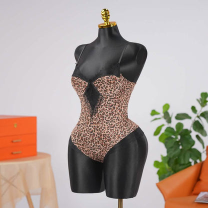 Leopard Print Black Lace Bodysuit