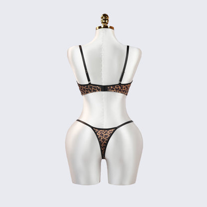 Leopard Lace Embroidered Panty Bra Set