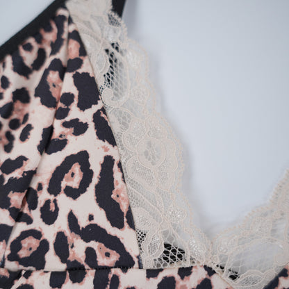 Leopard Print High Stretch Lace Embroidery Dress