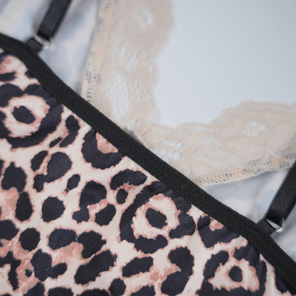 Leopard Print High Stretch Lace Embroidery Dress