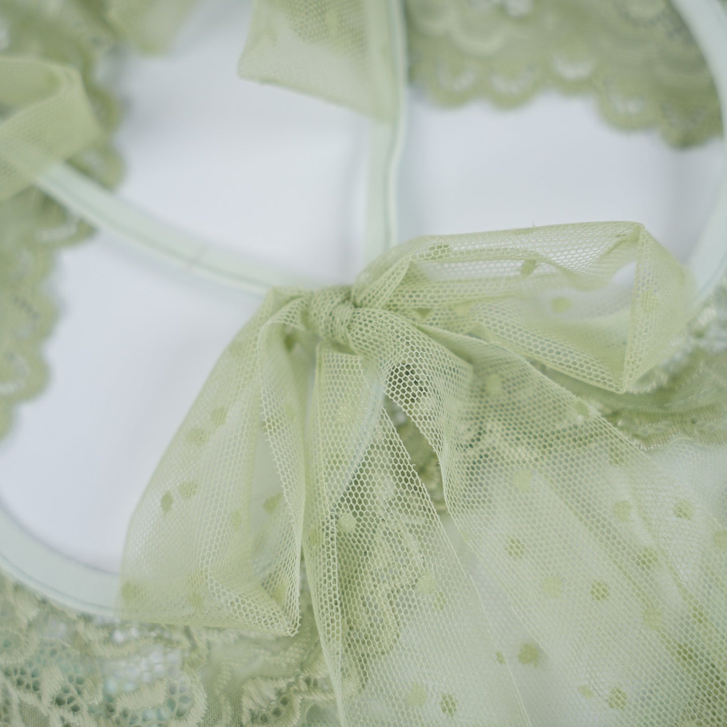 Light Green Lace See-through Lingerie Dress Panty Set