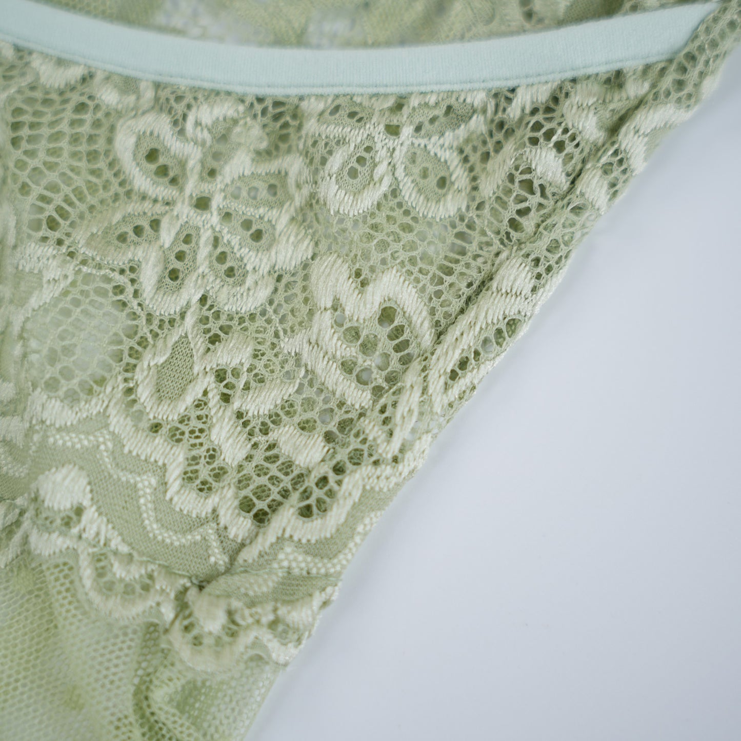 Light Green Lace See-through Lingerie Dress Panty Set