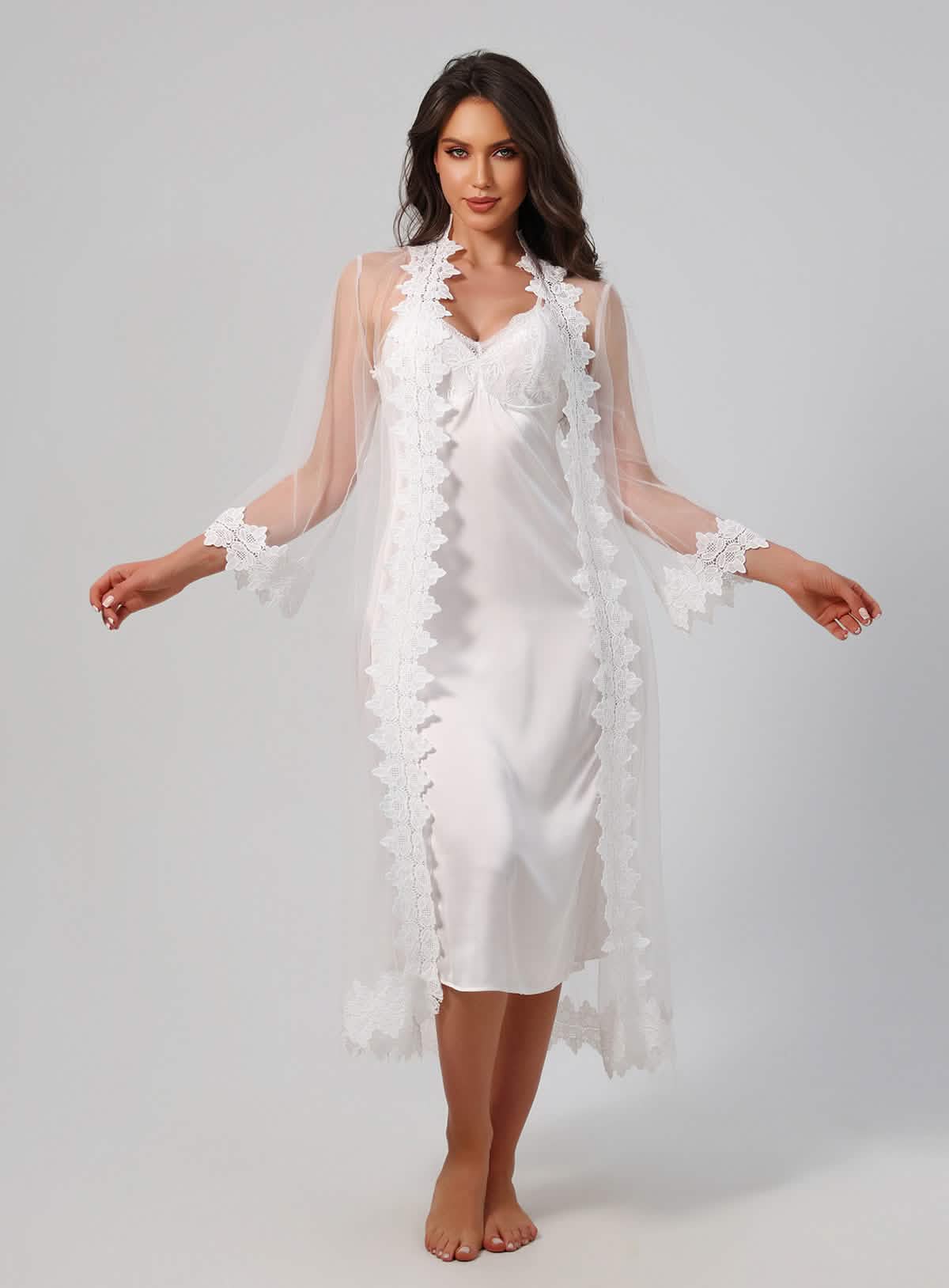 Long See-through Lace Nightgown