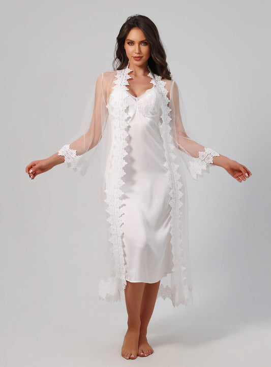 Long See-through Lace Nightgown