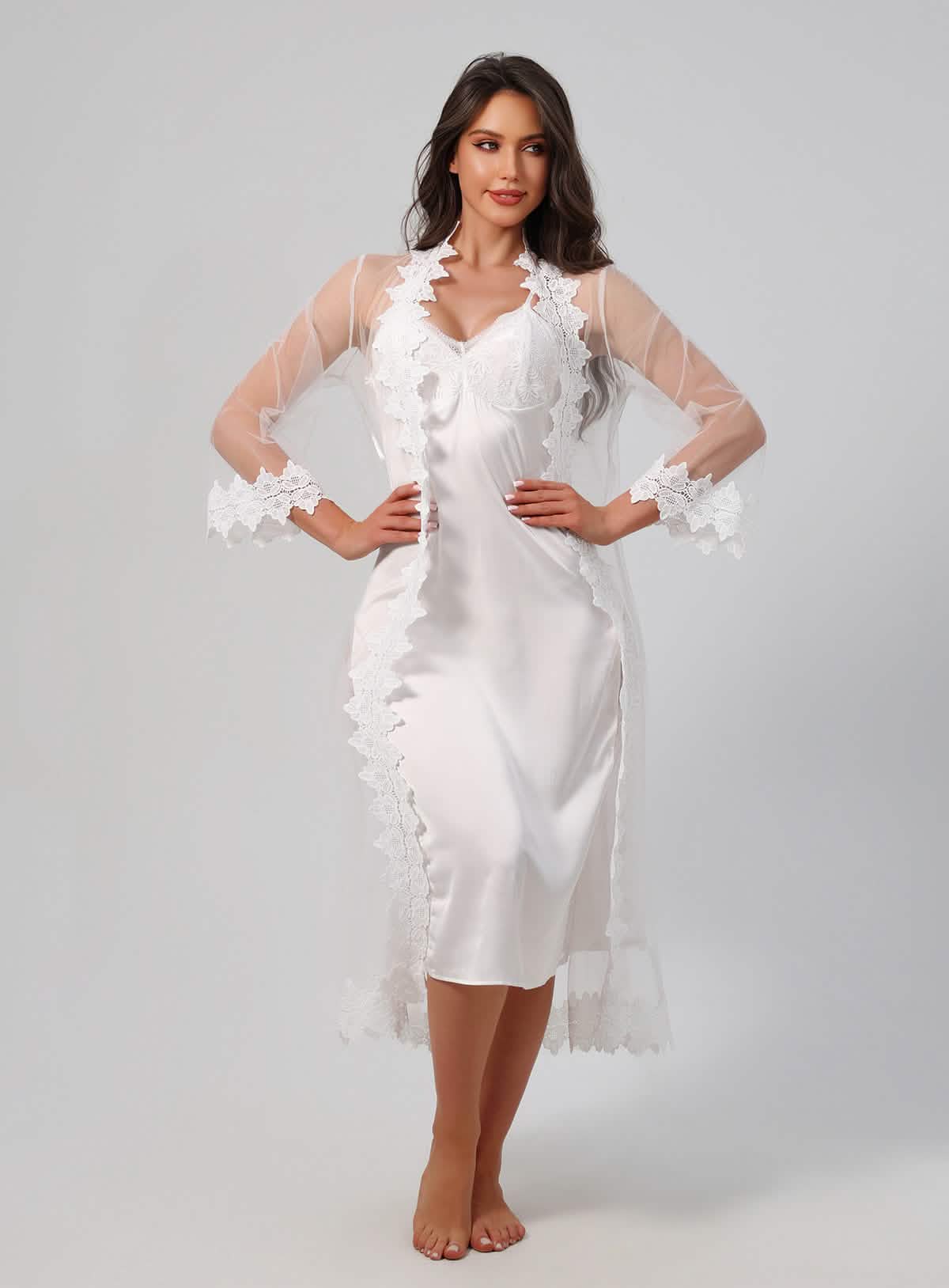 Long See-through Lace Nightgown