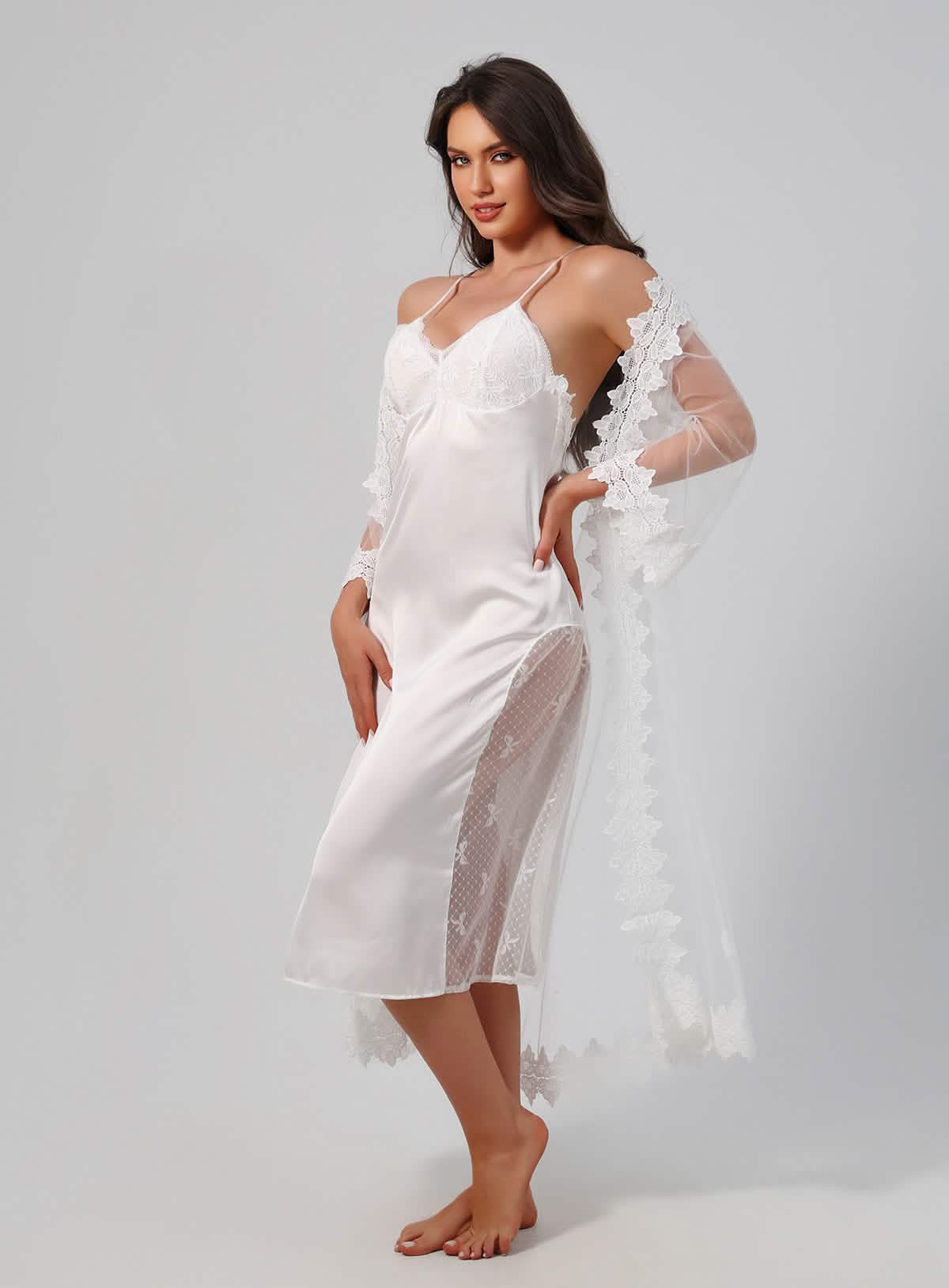 Long See-through Lace Nightgown