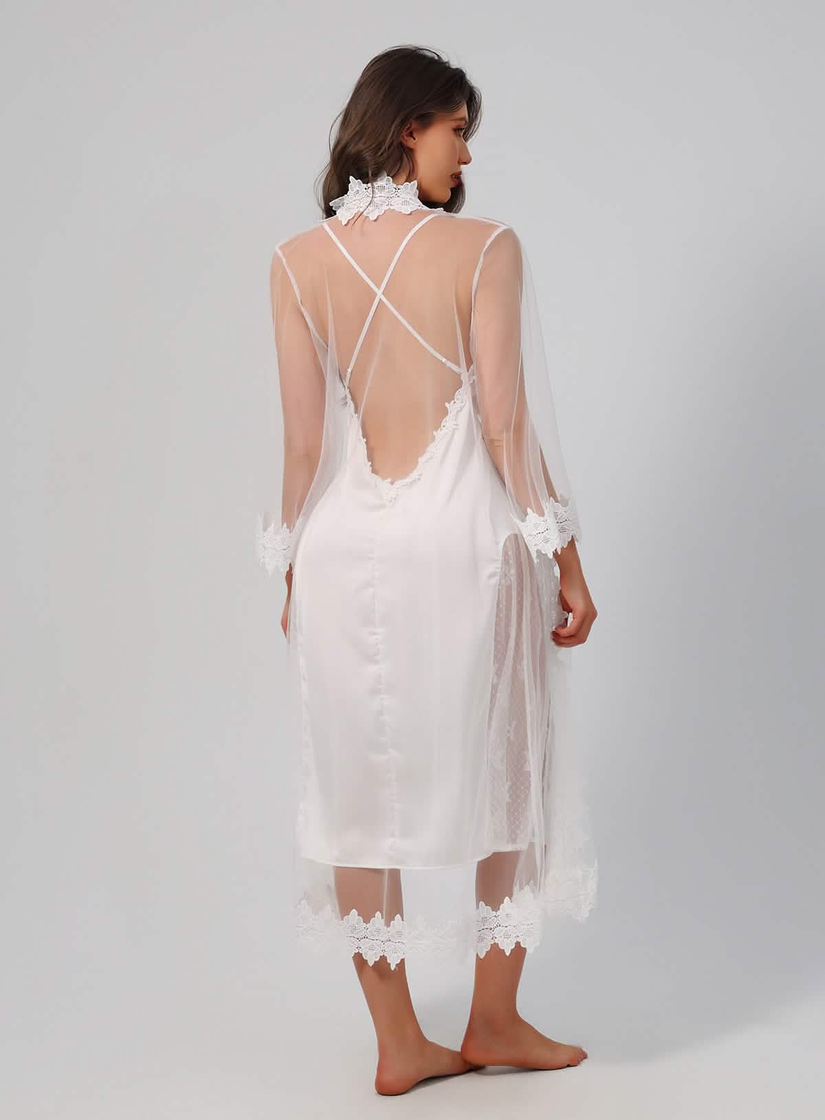 Long See-through Lace Nightgown