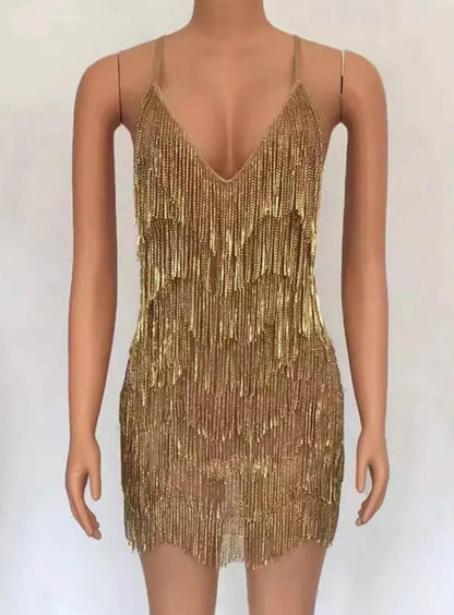 Lustra â€?Beaded Fringe Slip Dress