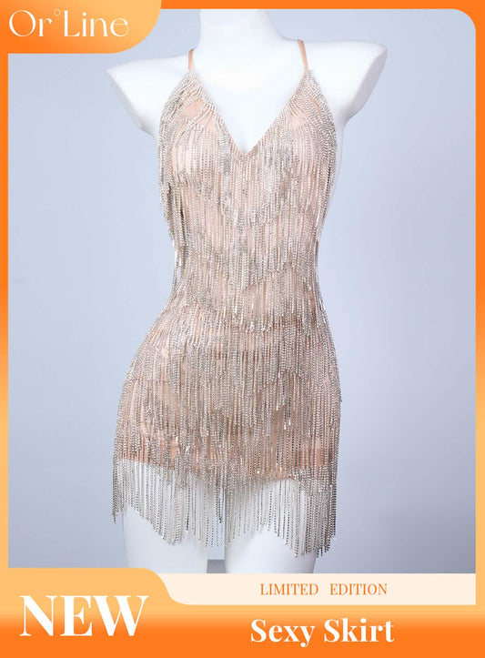 Lustra â€?Beaded Fringe Slip Dress