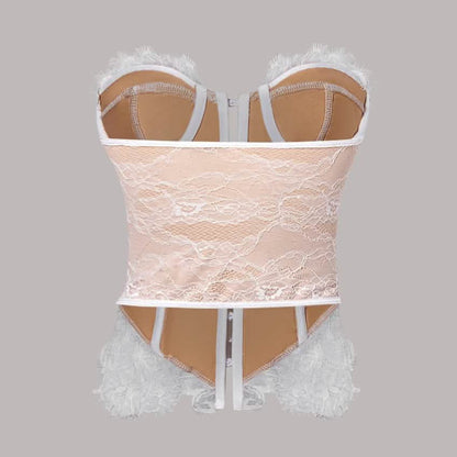 Women's Lace Corset - Elegant Floral Design, Structured Support