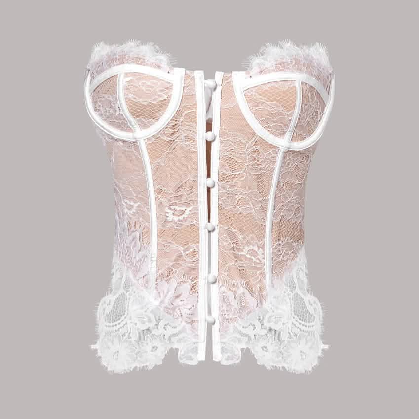 Women's Lace Corset - Elegant Floral Design, Structured Support