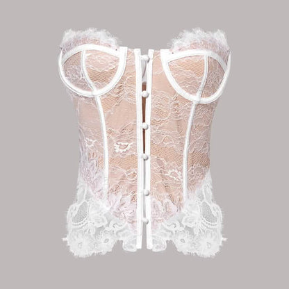 Women's Lace Corset - Elegant Floral Design, Structured Support