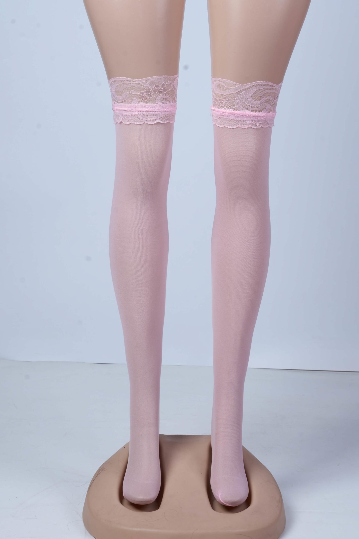 Floral Lace-Trim Thigh-High Stockings